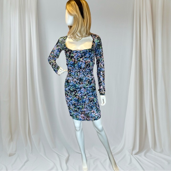 AFRM Dresses & Skirts - AFRM Blue and Purple Floral Long Sleeve Dress EUC